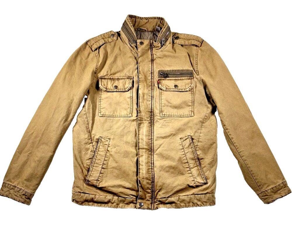 Levi’s Y2K Brown Quilted Field Jacket Mens M Military Utility 2000s